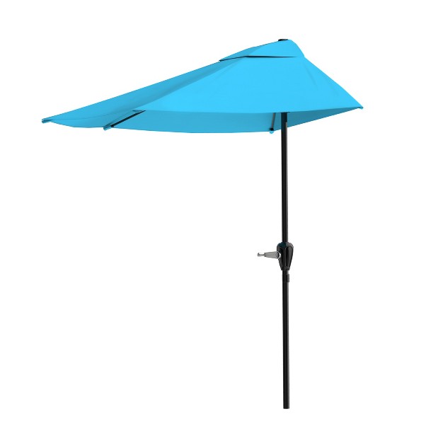 Nature Spring 9 x27 Half round Patio Umbrella Brilliant Blue