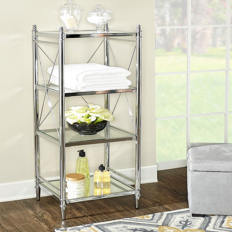 Linon Pinnacle Chrome Finish 4-Tier Storage Shelf