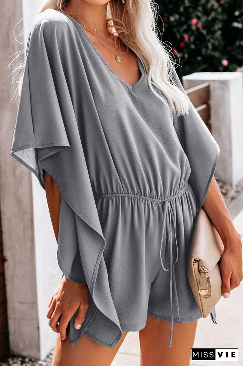 KarliDress V-Neck Ruffled Wide Loose Romper P12896