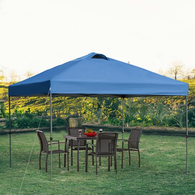 Outsunny 10 x27 X 10 x27 Pop Up Canopy Event Tent With Center Lift Hook Design 3 level Adjustable Height Top Vent Window Design And Easy Move Roller Bag