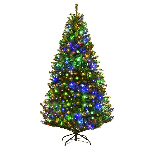 Costway 6Ft PreLit Artificial Christmas Tree Hinged 350 LED Lights