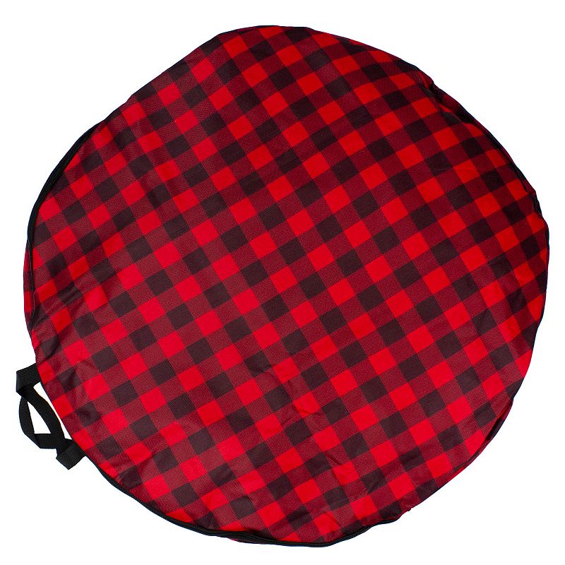 30 Heavy Duty Red and Black Plaid Christmas Wreath Storage Bag with Handles