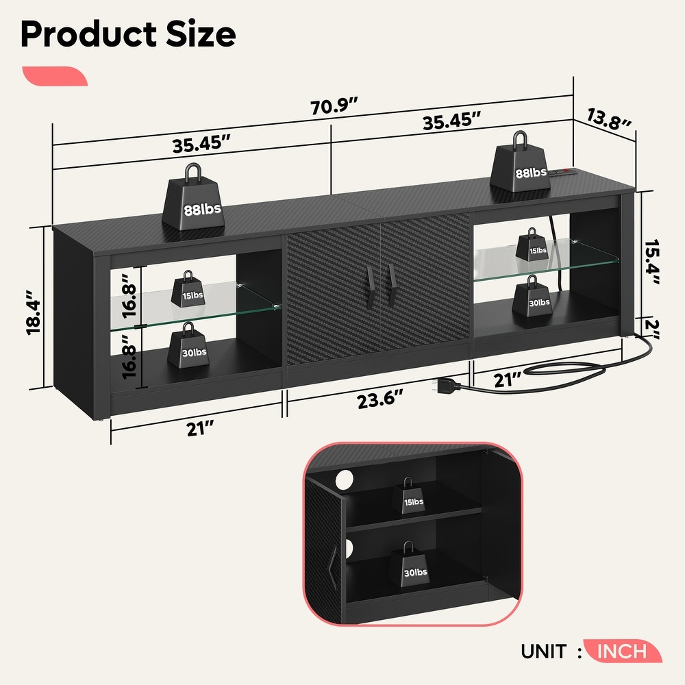 70 inch Modern TV Stand for TVs up to 75 inch with LED   Outlet   70 inch