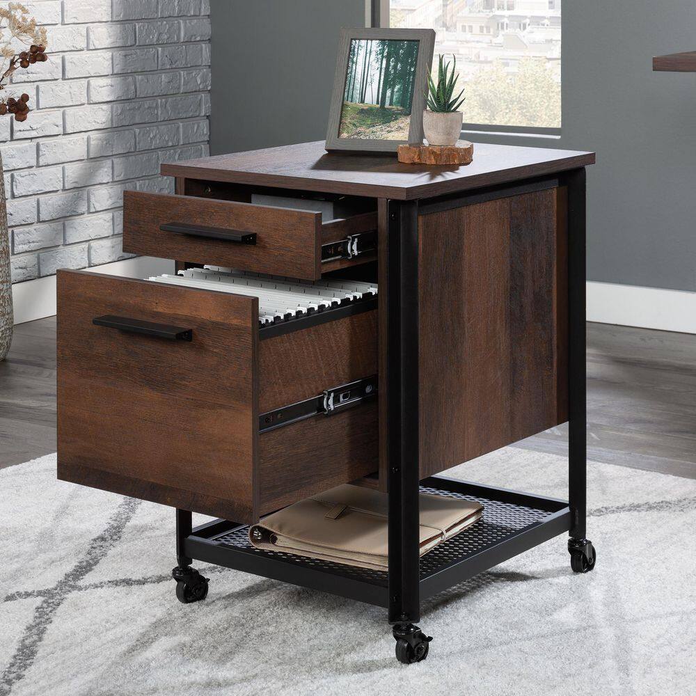 SAUDER Briarbrook Barrel Oak Mobile File Cabinet with Metal Frame 430078