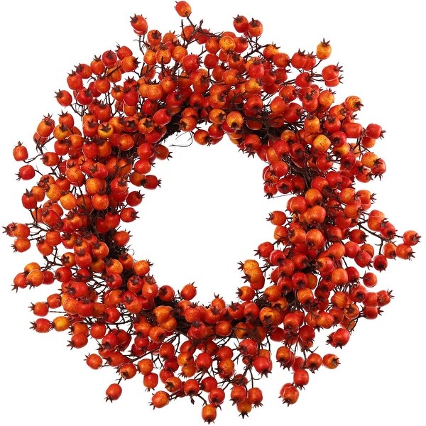 Berry Wreath Orange Decorative Fall Wreath for Front Door