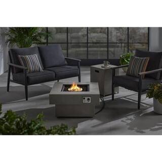 Home Decorators Collection Rutherford Grey Concrete 30 in. Square Low Profile Steel Gas Fire Pit with Tank Holder 23101FP