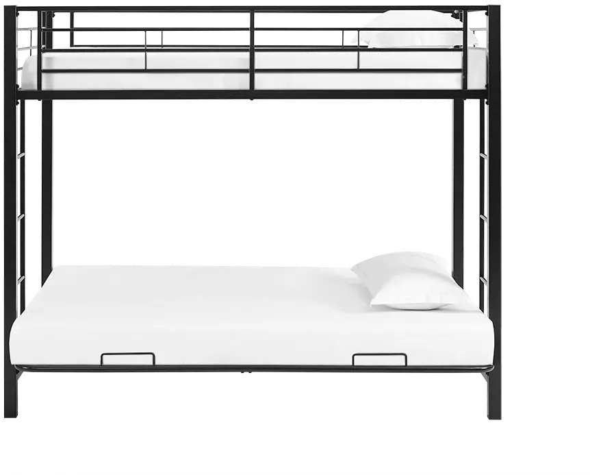 Black Metal Twin-Over-Full Bunk Bed with Futon- Walker Edison