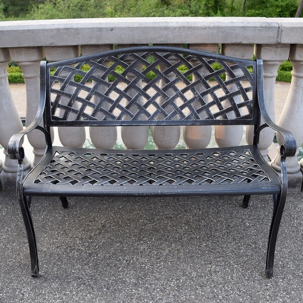 Outdoor Aluminum Modern Black Bronze Grey White Patio Bench Loveseat