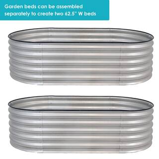 Sunnydaze Decor Sunnydaze 62.5 in. W x 32 in. H Silver Oval Stand-Up Steel Raised Garden Bed HST-884