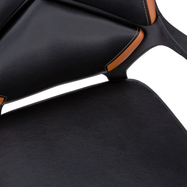 Office Chair， Adjustable Height， Swivel， Ergonomic， Armrests， Computer Desk， Work， Black And Brown Leather Look， Black Metal， Contemporary， Modern