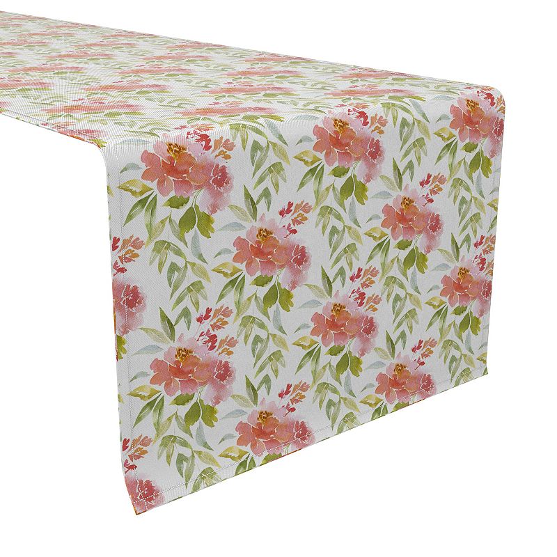 Table Runner， 100% Cotton， 16x72， Delicate Watercolor Floral