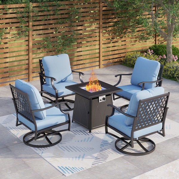 MAISON ARTS 5Piece Patio Conversation Set with 28'' Gas Fire Pit Table