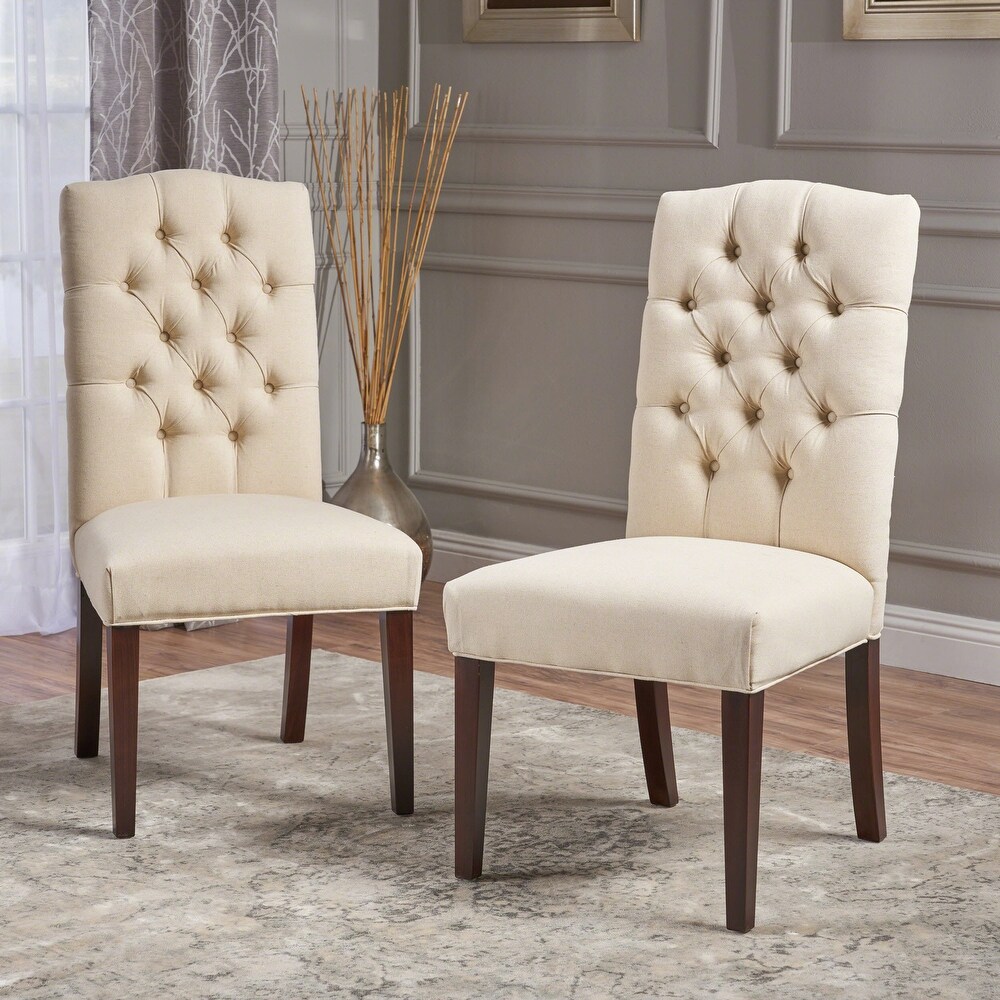 Crown Top Ivory Linen Dining Chair (Set of 2) by Christopher Knight Home