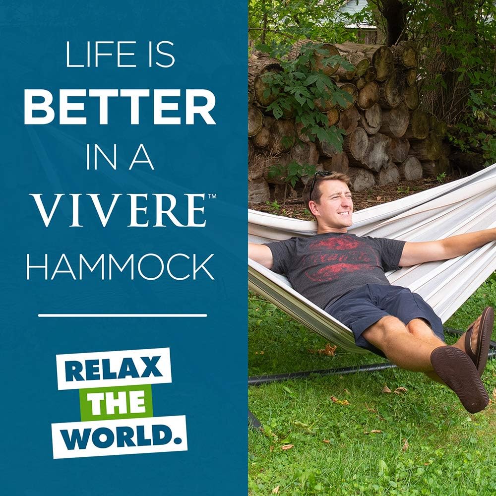 Double Cotton Hammock with Space Saving Steel Stand, Tropical (450 lb Capacity - Premium Carry Bag Included)