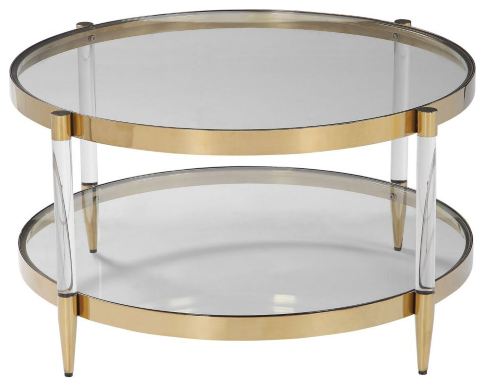 Uttermost Kellen 32 x 17 quotGlass Coffee Table   Midcentury   Coffee Tables   by Buildcom  Houzz