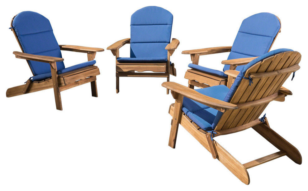 Malibu Outdoor Acacia Folding Adirondack Chairs and Cushion  Set of 4   Contemporary   Adirondack Chairs   by GDFStudio  Houzz