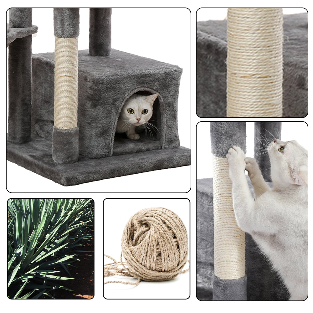 Cat Tree for Indoor Cats， 42 Inches Multi-Level Cat Tower with Sisal Covered Scratching Posts， Spacious Condo， Cozy Hammock and Plush Top Perch