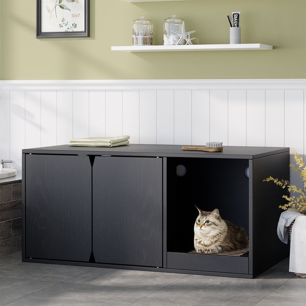 Cat Litter Box Enclosure Modern Wood Stackable Large Cat Washroom