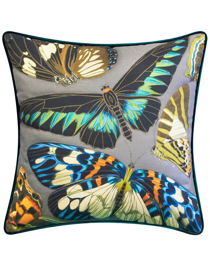 Edie@Home NYBG Papillion Embroidered Decorative Pillow， 20