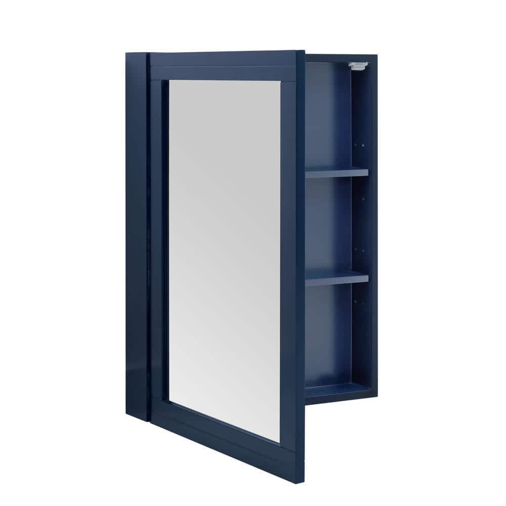 Home Decorators Collection Sturgess 24 in W x 32 in H Rectangular Navy Blue Wood Framed Surface Mount Medicine Cabinet with Mirror