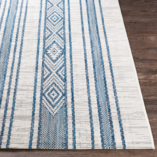 Eagean Indoor/Outdoor Striped Bright Blue Rug