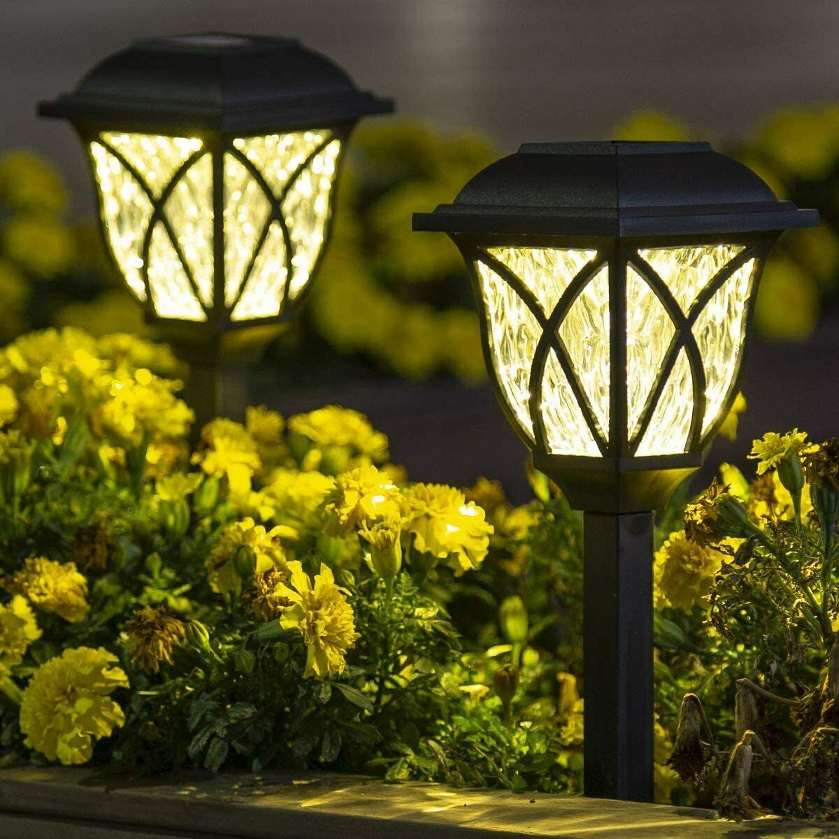 6-Piece Patterned Solar Street Light Outdoor LED Solar Garden Light, Suitable For Lawn, Courtyard And Garden Walkways