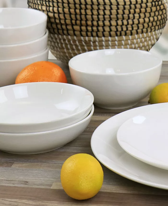 Elama Faandaacute;Tima 16 Piece Porcelain Double Bowl Dinnerware Set Service for 4