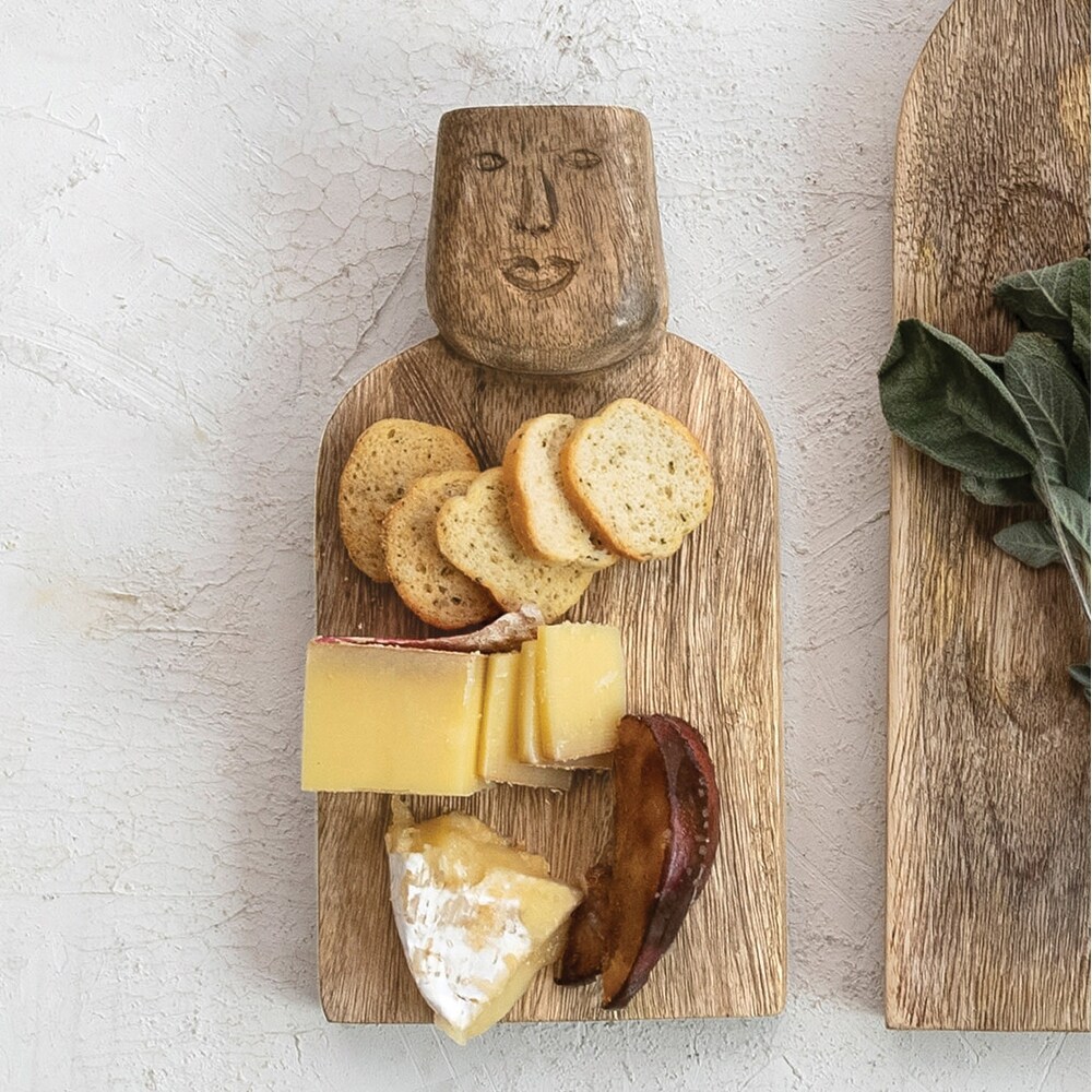 Hand Carved Mango Wood Cheese Slicer and Cutting Board   10.0\