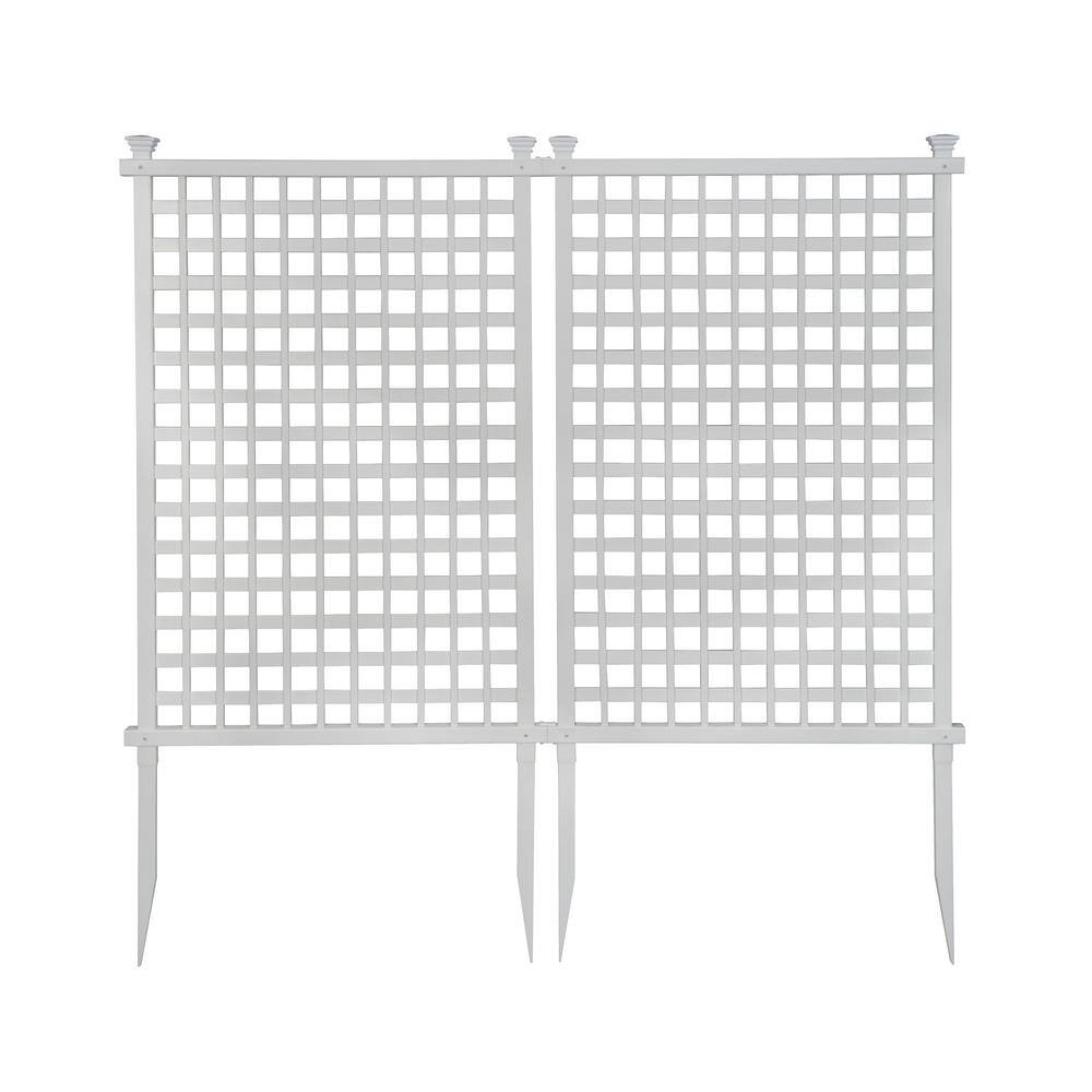 Enclo Privacy Screens 4.8 ft. H x 3 ft. W White Vinyl Highland-Lattice Privacy Screen Kit (2-Pack) ZP19047