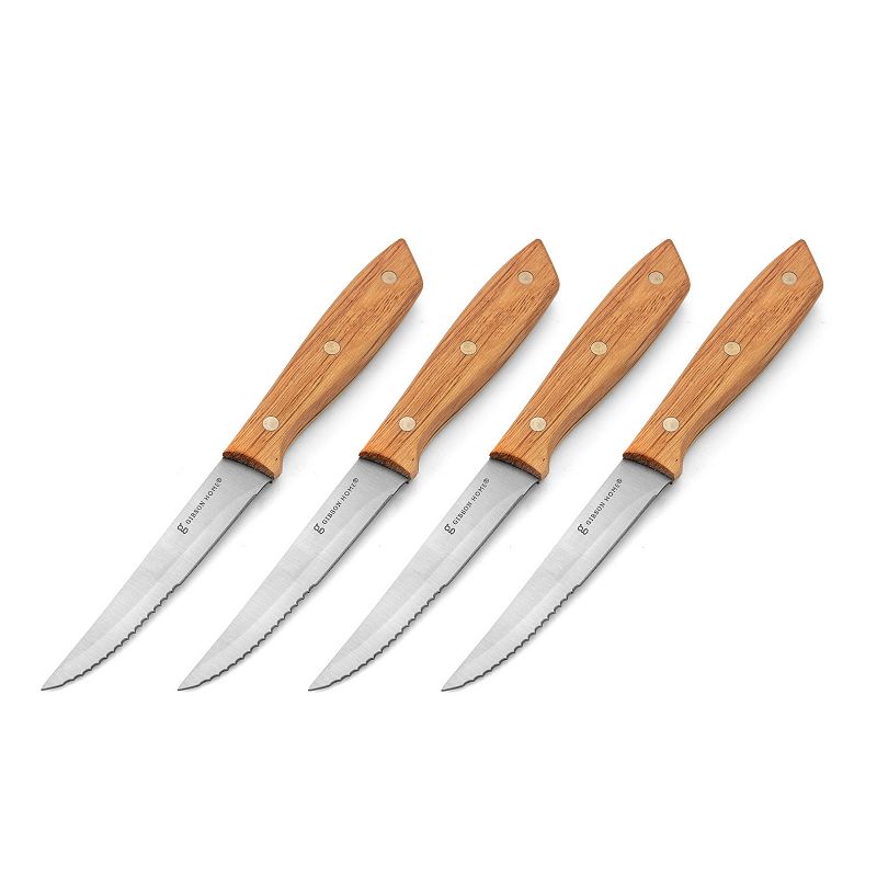 Gibson Home Seward 4 Piece Stainless Steel Steak Knife Cutlery Set with Wood Handles