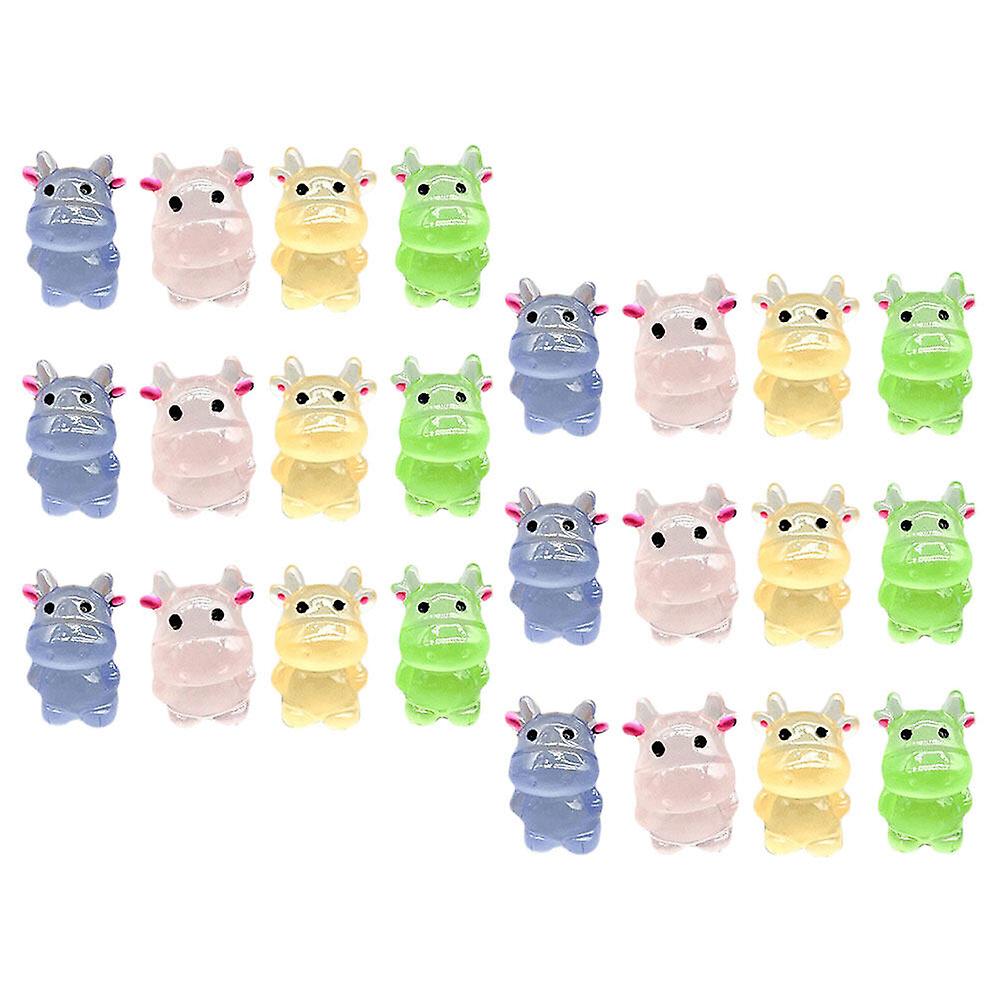 50pcs Mini Cow Figures Luminous Animals Figurines Zodiac Calf Ornament Landscape Decoration