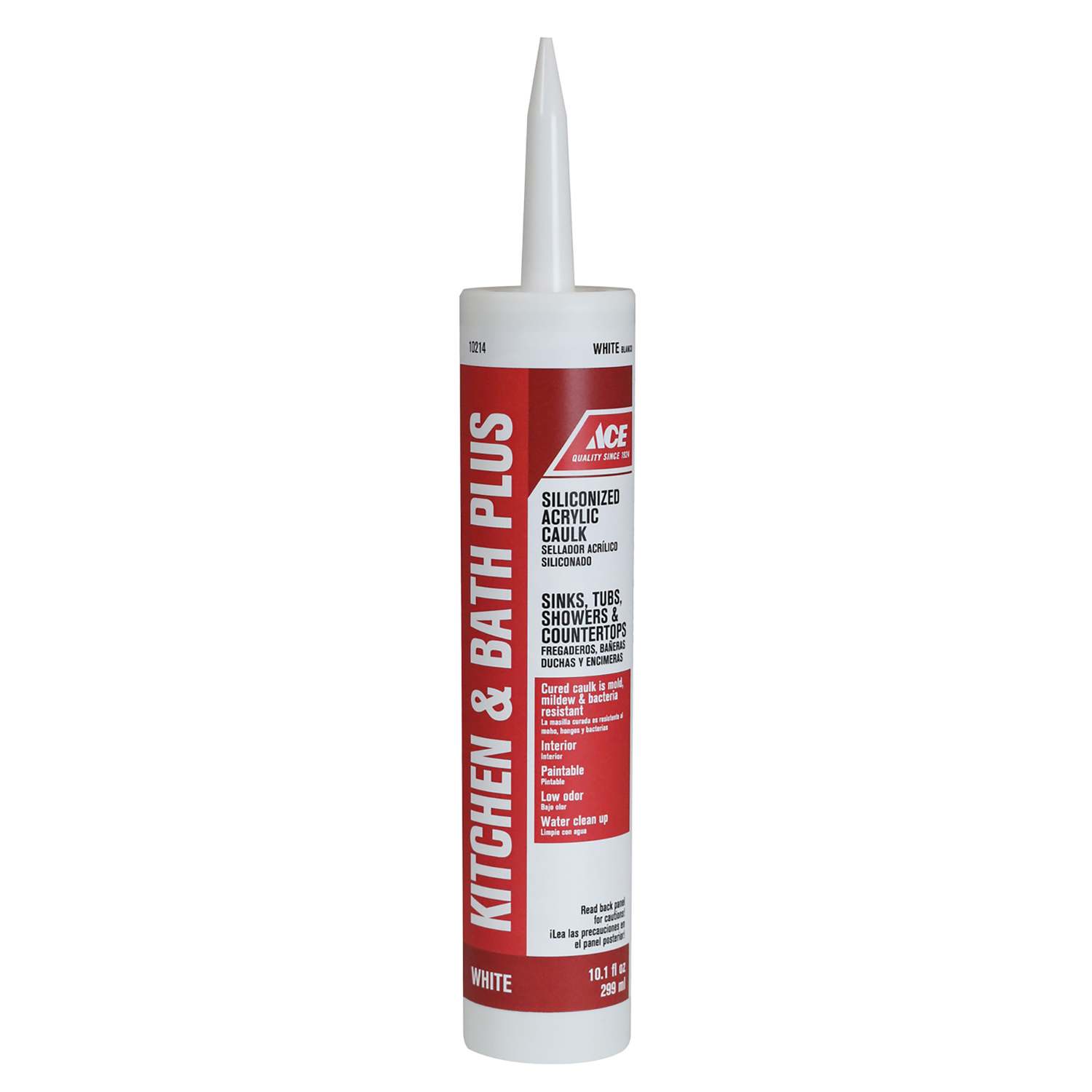 Ace White Siliconized Acrylic Kitchen and Bath Adhesive Caulk 10.1 oz