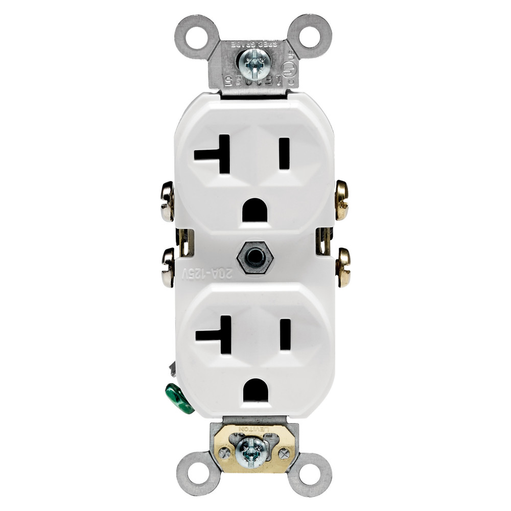 Leviton 20A 125V White Indented Face Duplex Receptacle Outlet 10pk