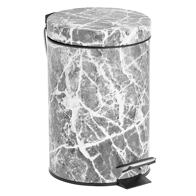 mDesign 3L Metal Round Step Garbage Trash Can with Removable Liner and Lid