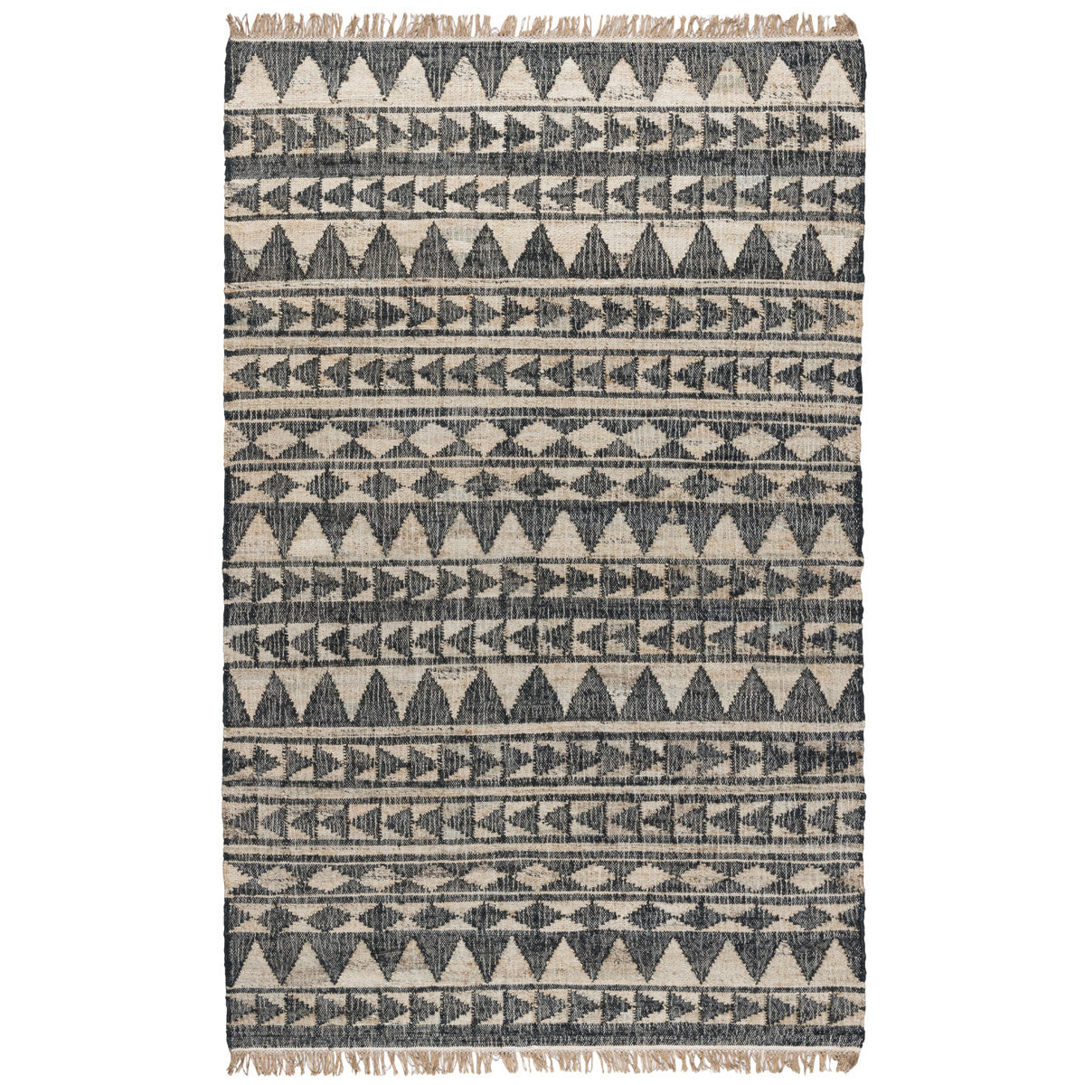 Solana Distressed Rug in Black & Natural by BD Home