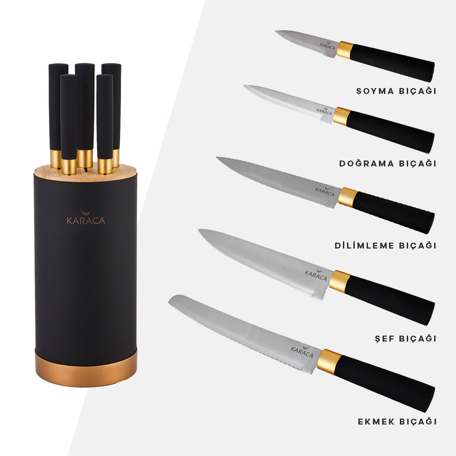 Karaca Woodland Black 6 Piece Knife Set 153.03.06.1479