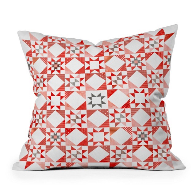 Showmemars Christmas Quilt Square Throw Pillow White Deny Designs