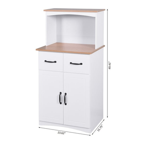 Wooden kitchen cabinet， deck two drawers， adjustable shelf cabinet， (white)