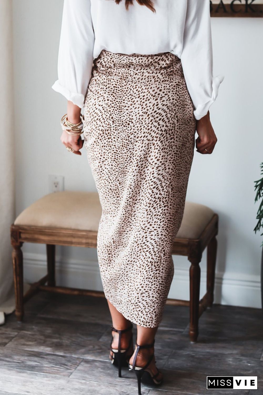 KarliDress Irregular Leopard Print Split Skirt P12595