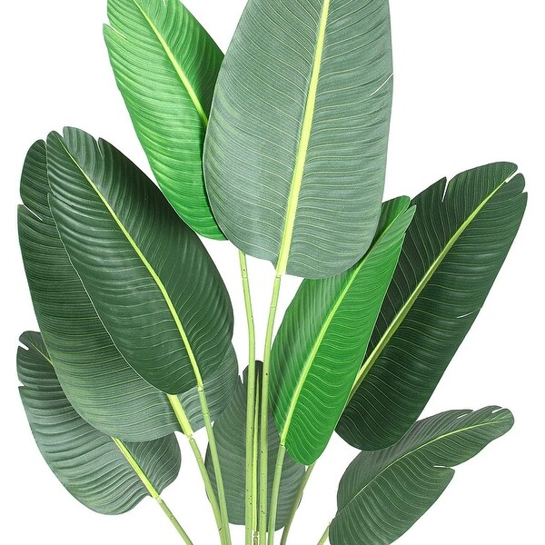 48 Inches 2pcs Artificial Bird of Paradise Plant，4 Feet Fake Palm Tree Faux Tree Artificial Banana Leaf Plant