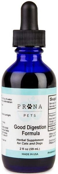 Prana Pets Good Digestion Formula Digestive Health Liquid Cat and Dog Supplement， 2-oz bottle