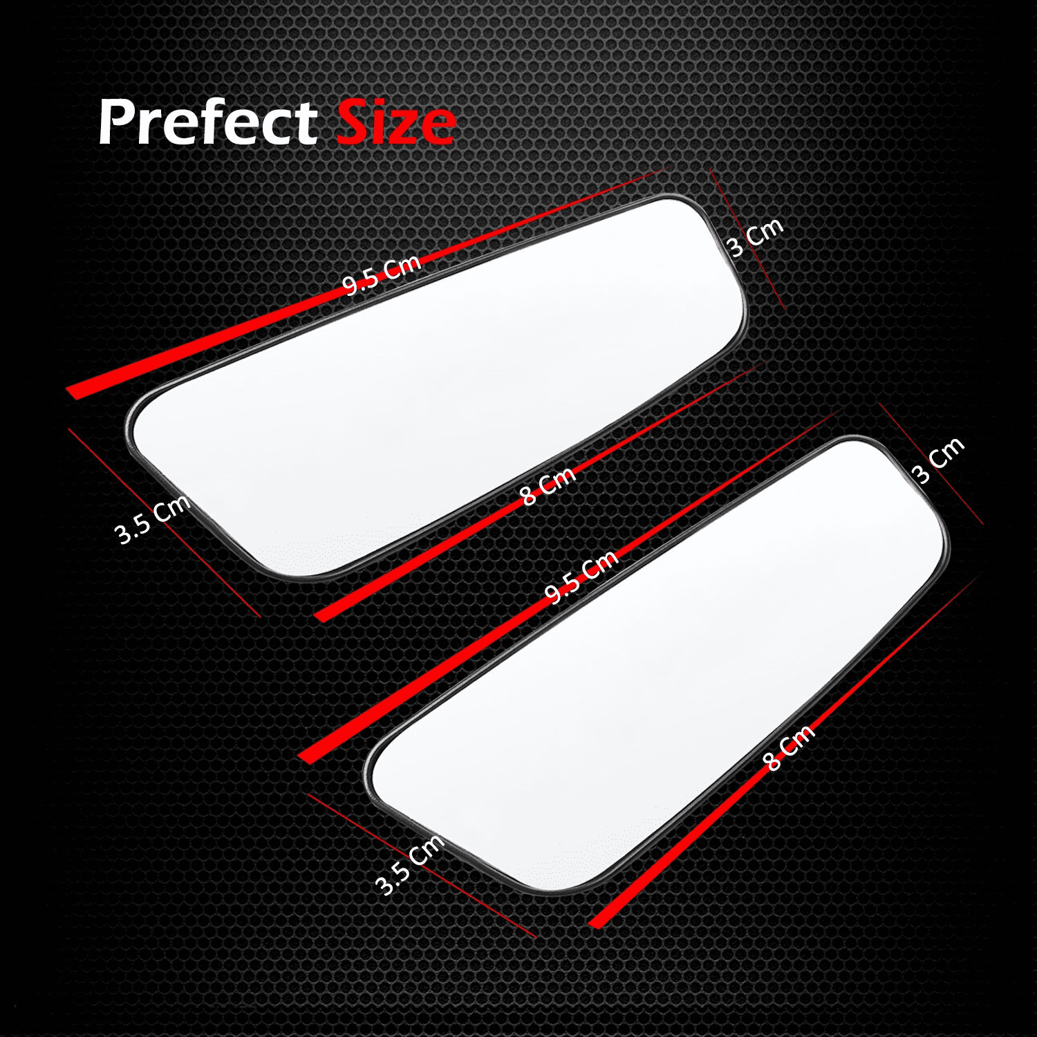 Rectangle Blind Spot Mirror， 360 Degree HD Glass and ABS Housing Convex Wide Angle Rearview Mirror for Universal Car Fit (Pack of 2)