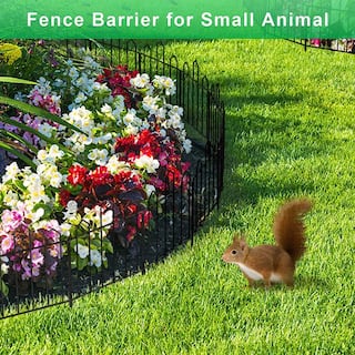 Oumilen Decorative Garden Fence Total 10ft (L) x 17in (H) 10 Pack Black Metal Fence Panel No Dig Garden Edging Border ON-ZL03