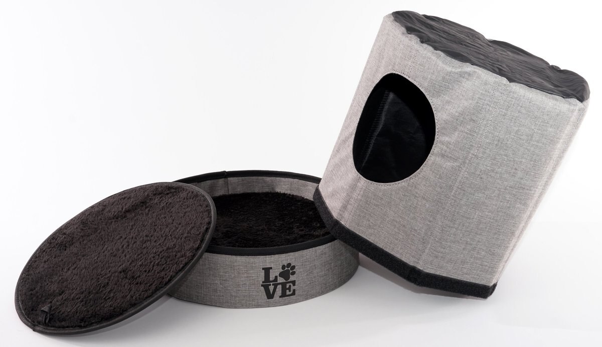 Precious Tails Home Base Circular 2-Tier Collapsible Cat Cave