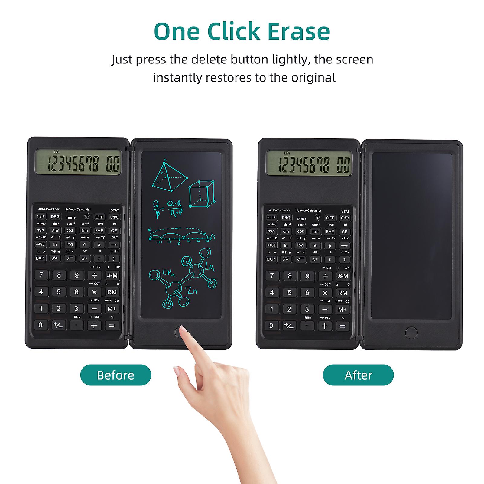 Calculator With Lcd Writing Tablet Desktop Calculators 10 Digits Display With Stylus Erase Button Thin And Foldable Design For Daily And Basic Office