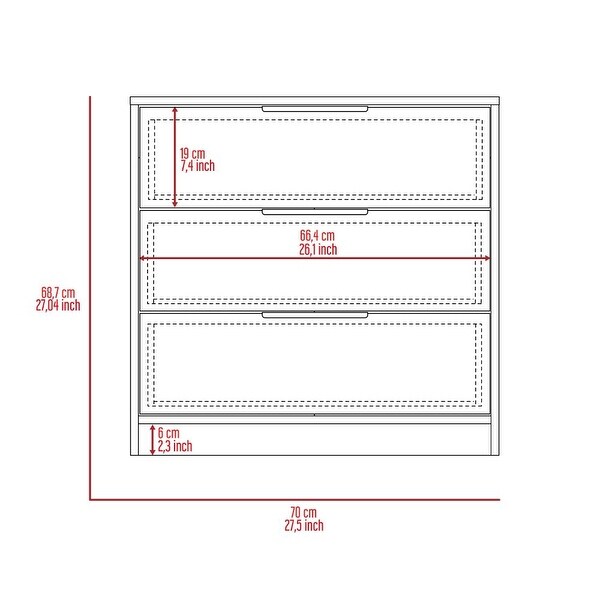 TUHOME Kaia 27-inch Tall 3 Drawer Dresser with Metal Hardware - - 35569982