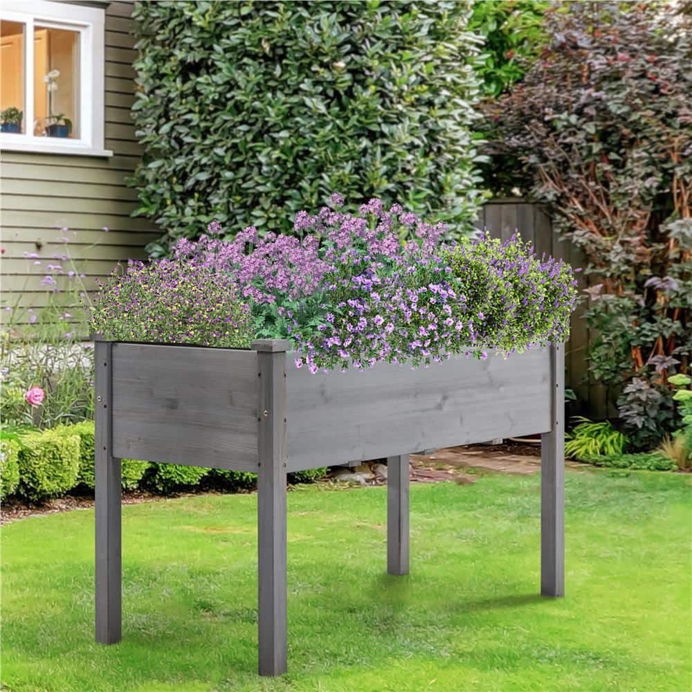 Yaheetech 47.5 in. L x 23.5 in. W x 30 in. H Fir Wood Elevated Planter Raised Bed for Backyard， Patio DYyh5e0001