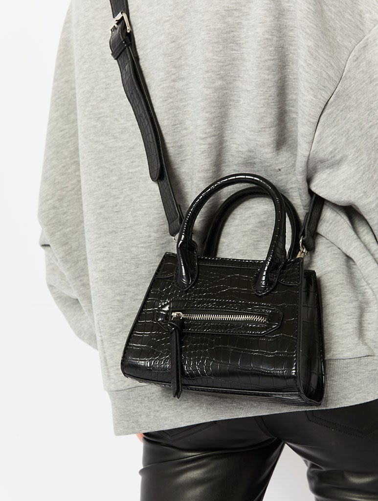 Noir Croc Tote Petite