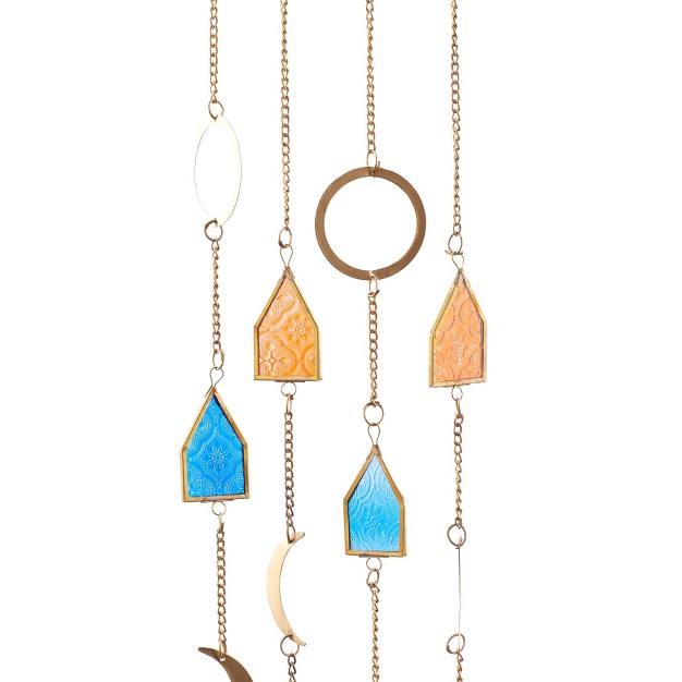 Iron Contemporary Moon And Star Windchime Gold orange blue Olivia amp May