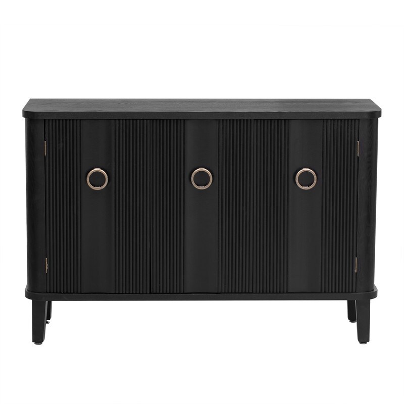 Modern Storage Cabinet with 3 Doors and Adjustable Shelves  Black